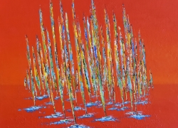 Red Challenge en soirée - Acrylique sur toile - 30x30 - 2019