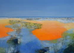 Plage orange - 35x35 -VENDU