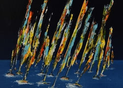 Course nocturne en été - 14x14 - Vendu